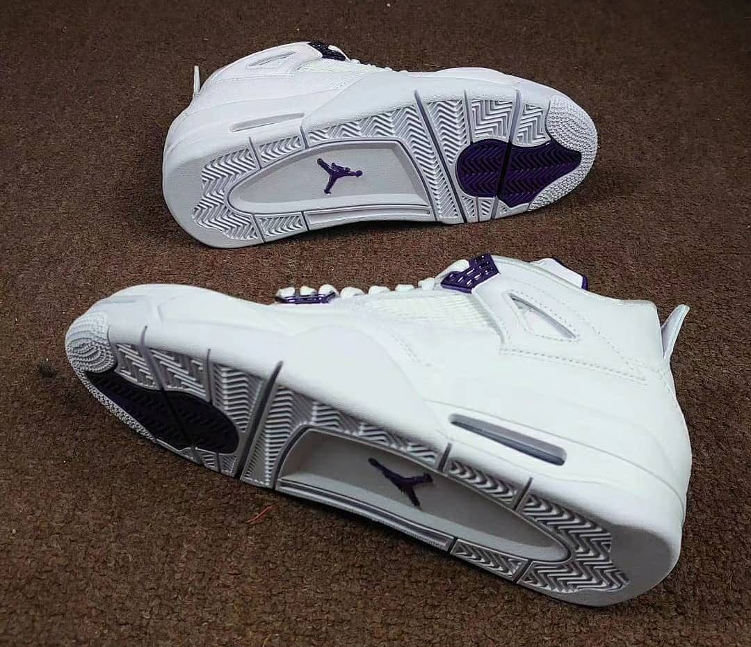 Air Jordan 4 Retro White/Metallic Silver-Court Purple CT8527-115 Outsole