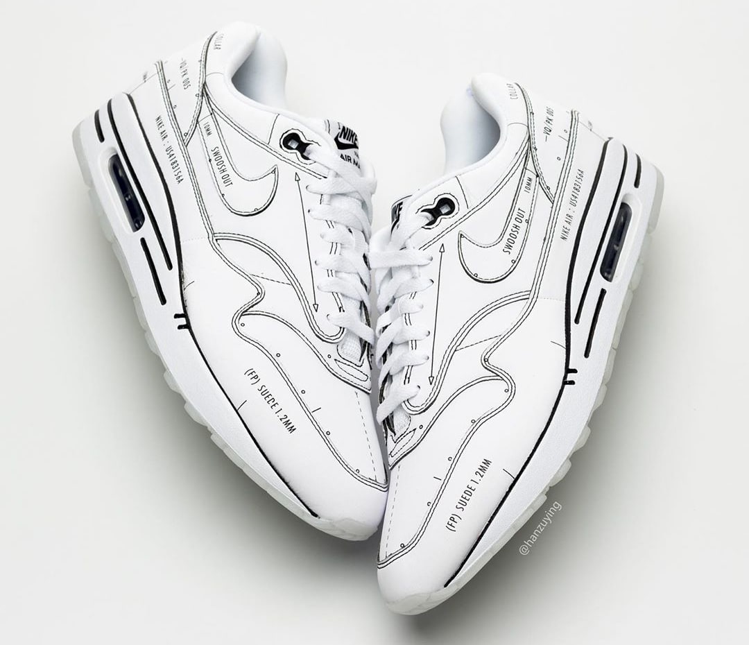 nike air max 1 sketch to shelf schematic white