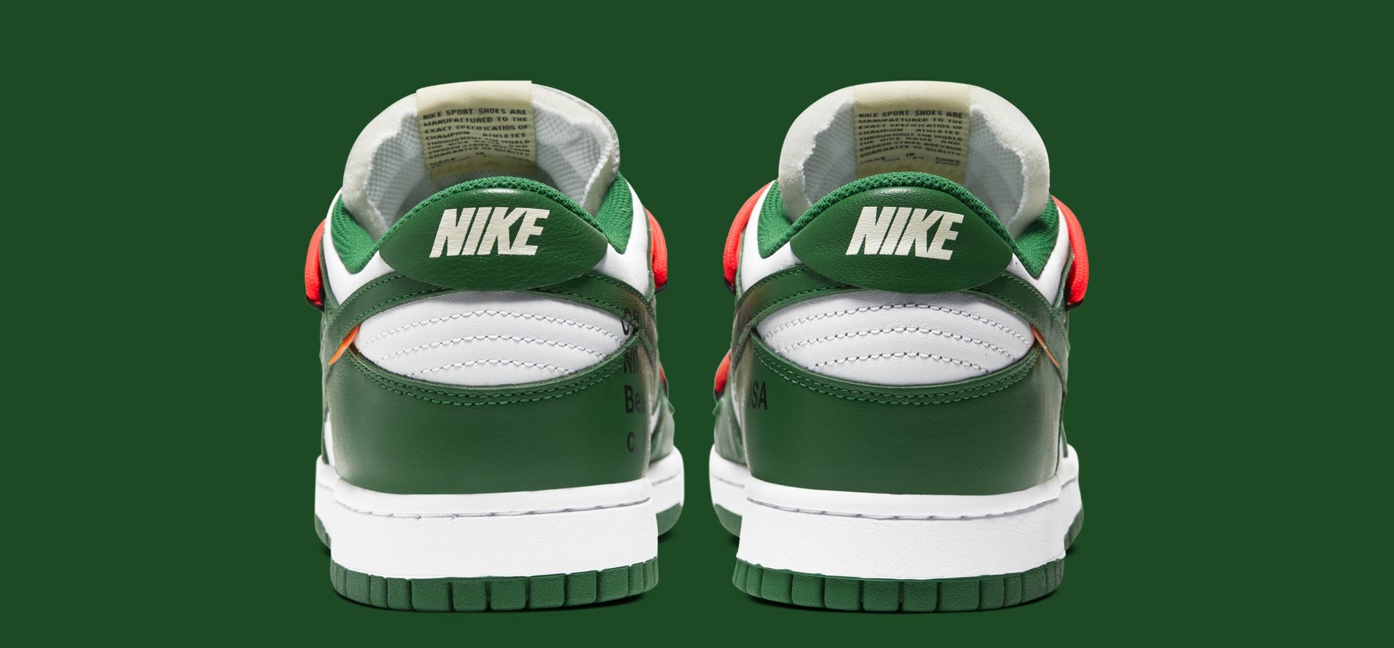 off white nike dunk pine green