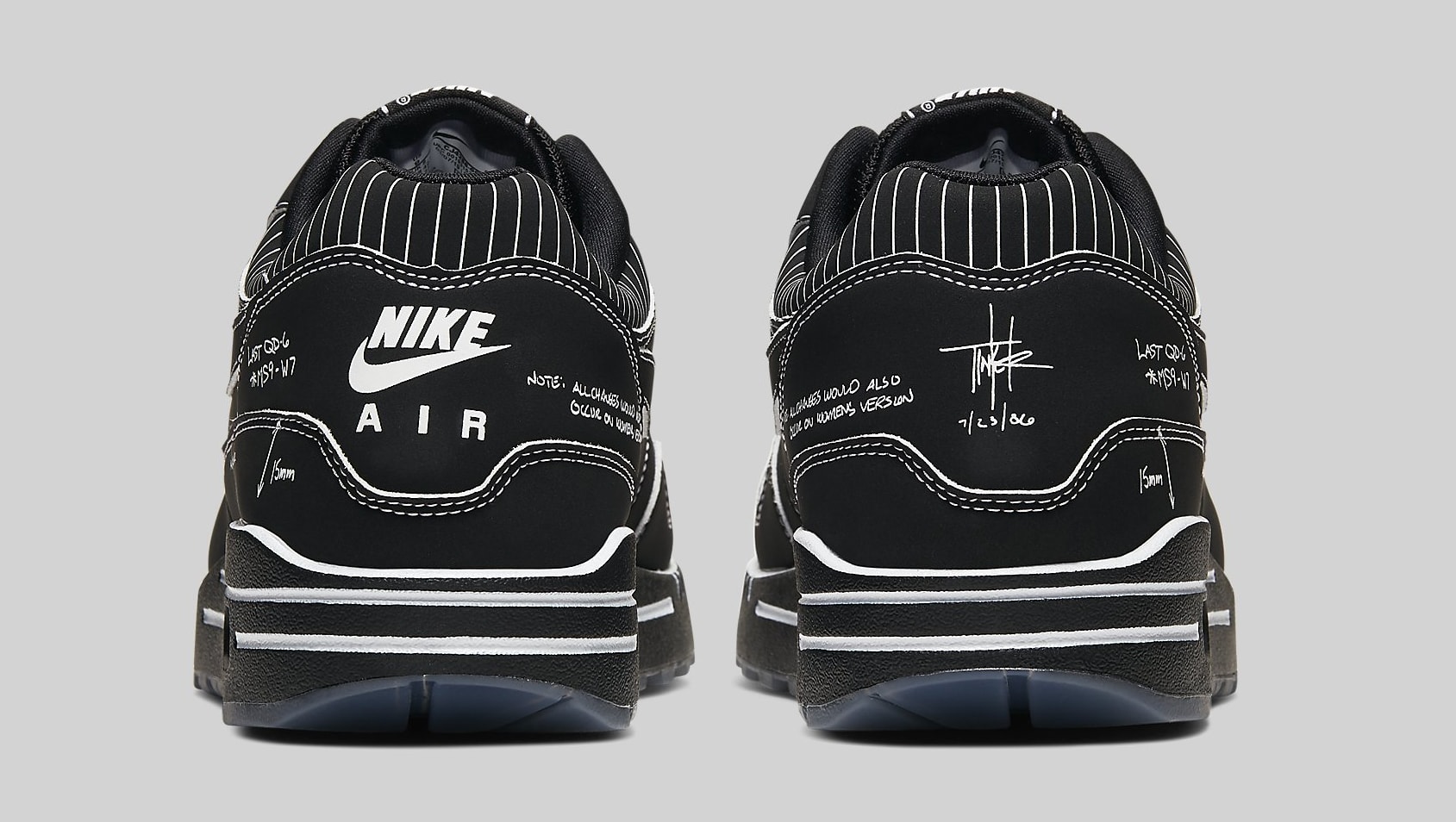 air max 1 black reflective heel