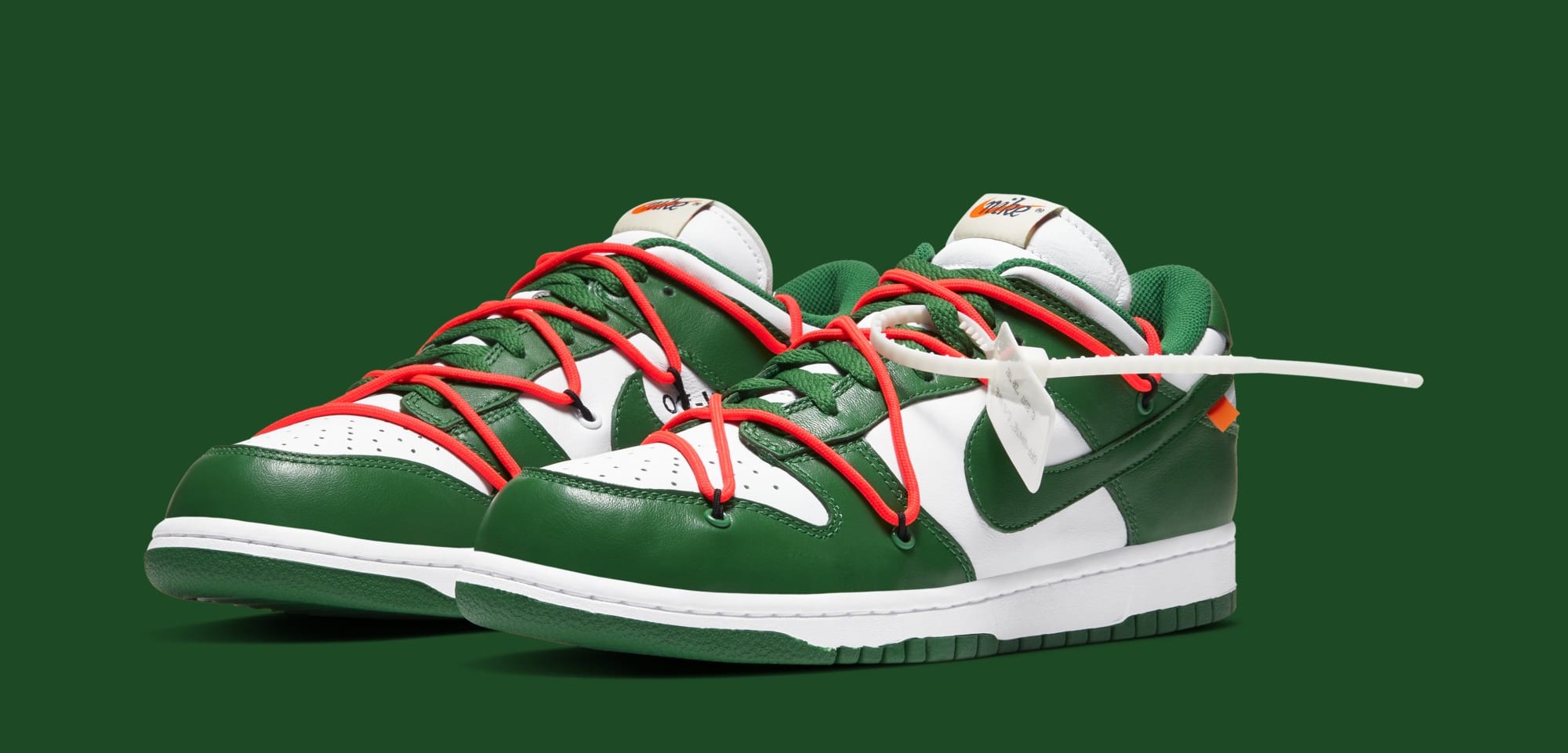 off white dunk low pine green