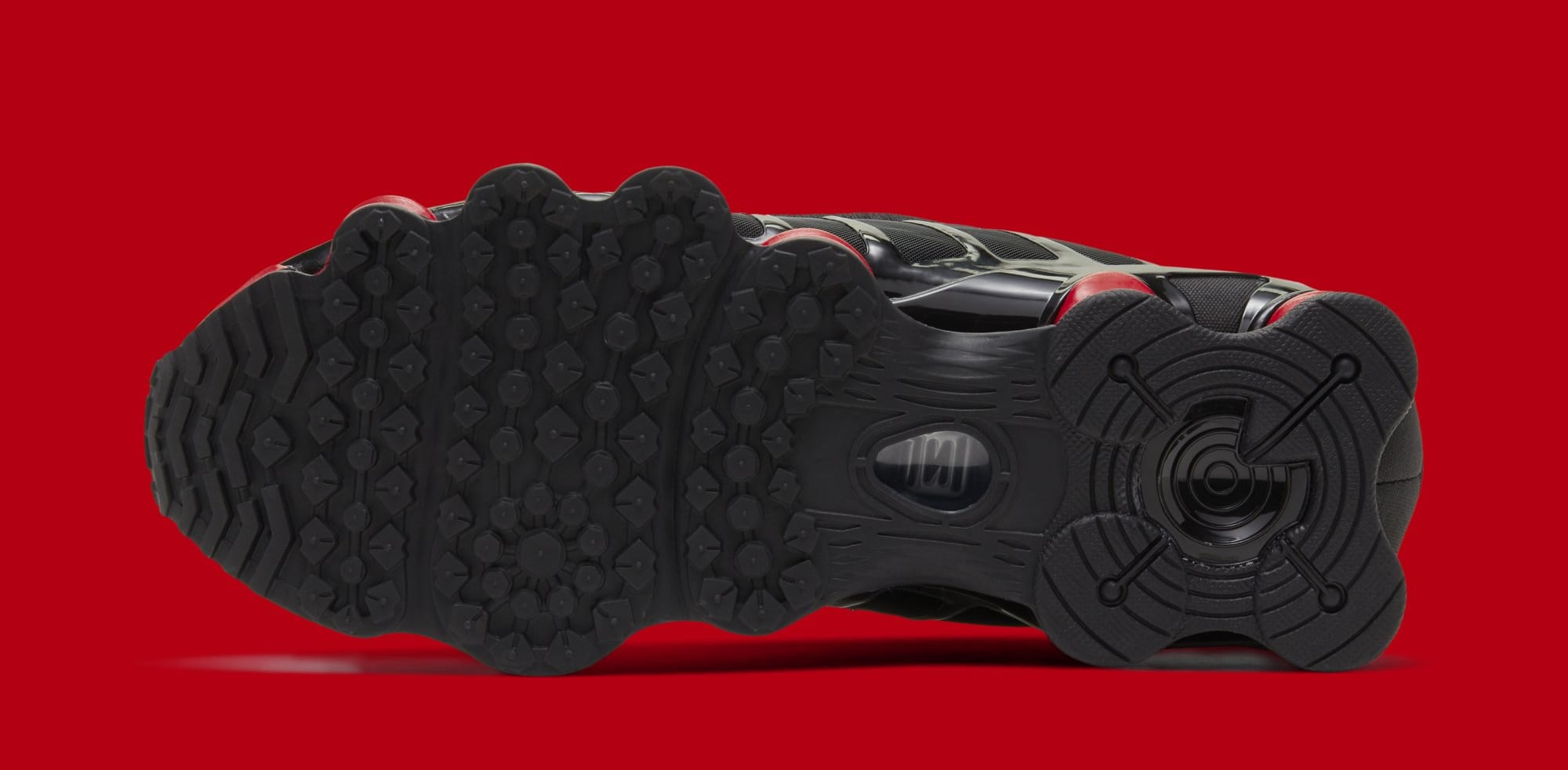 skepta x nike shox tl black red