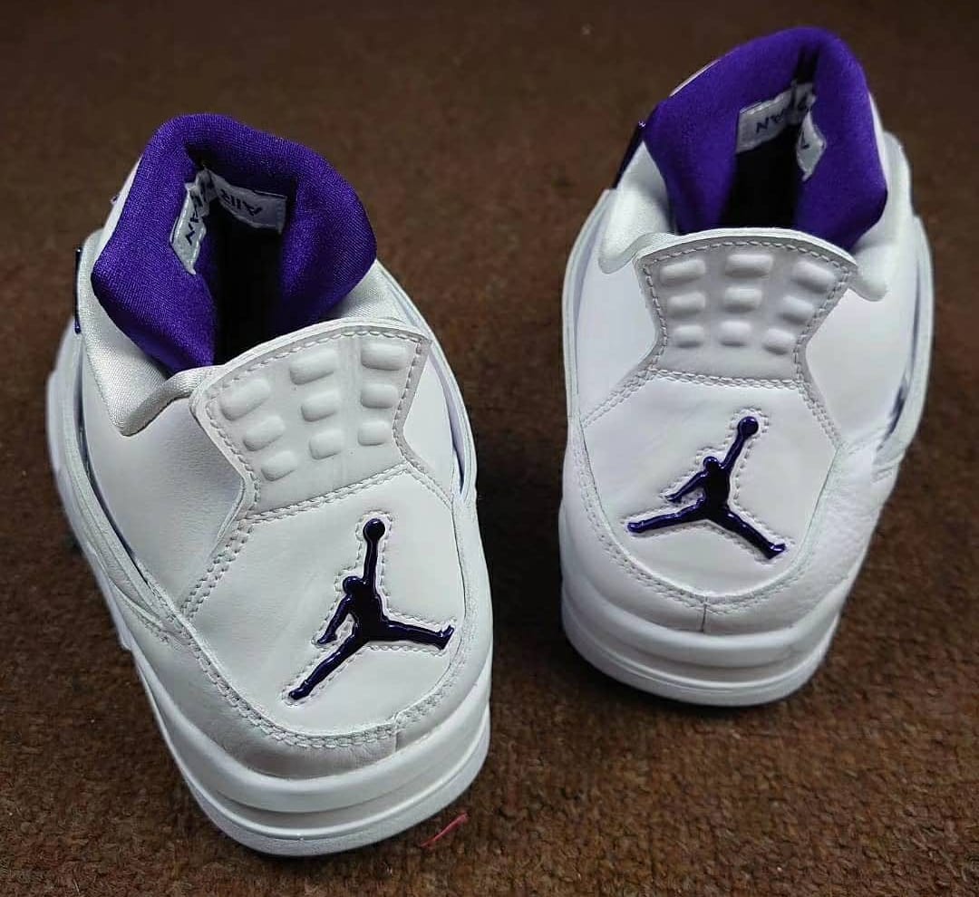Air Jordan 4 Retro White/Metallic Silver-Court Purple CT8527-115 Heel