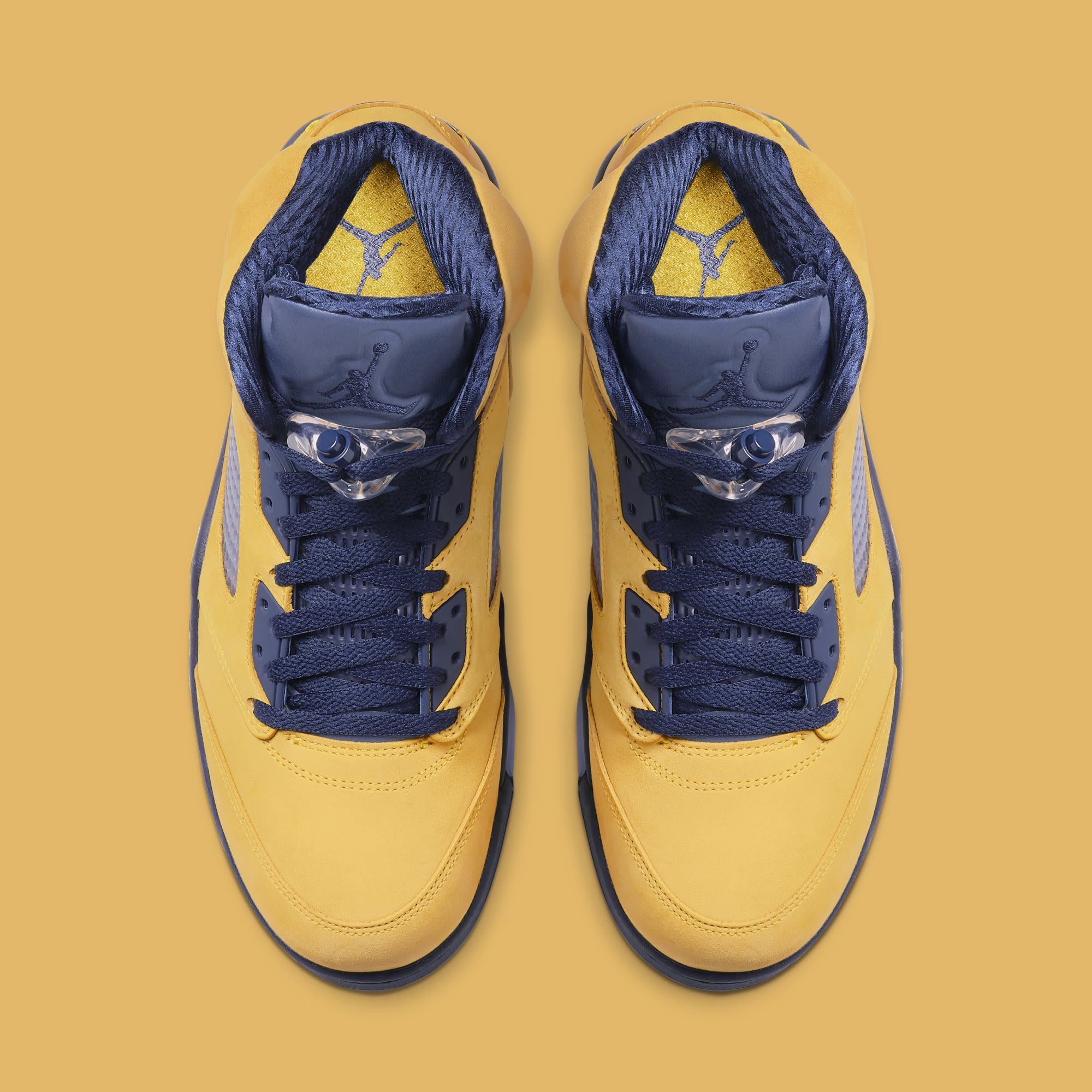 yellow and navy blue jordan 5