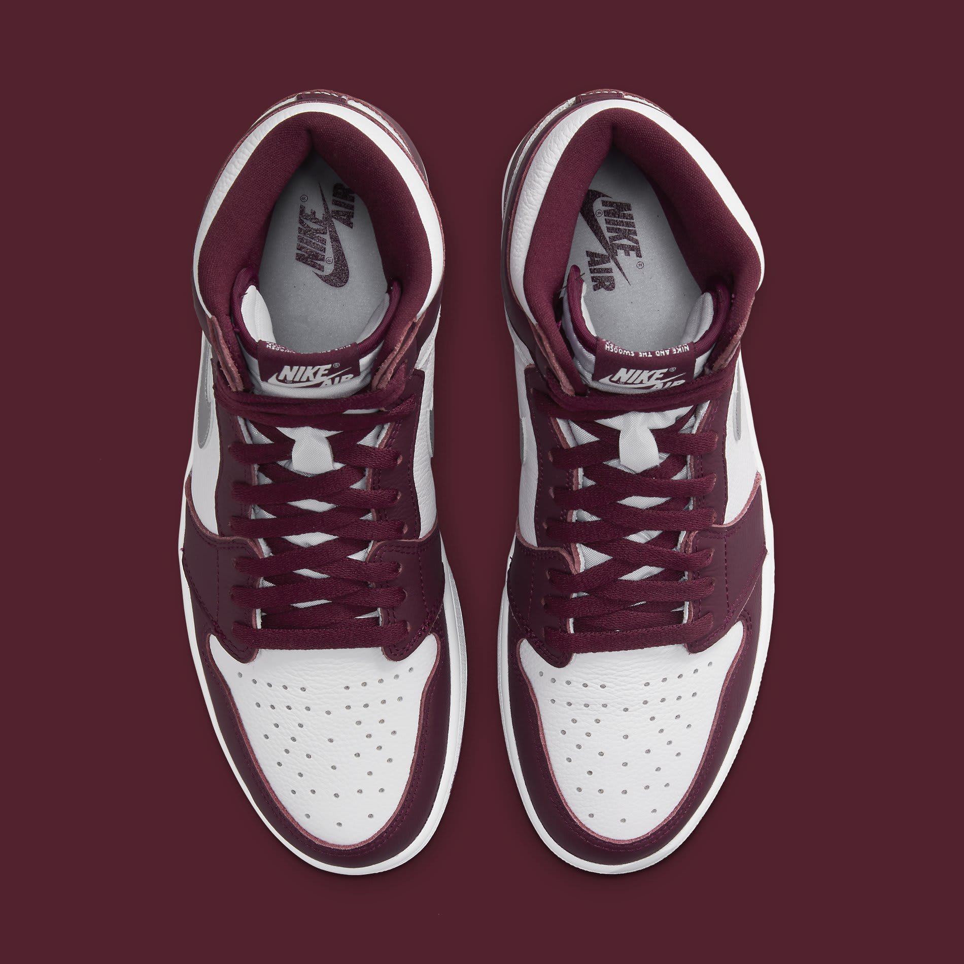 burgundy and white jordan 1