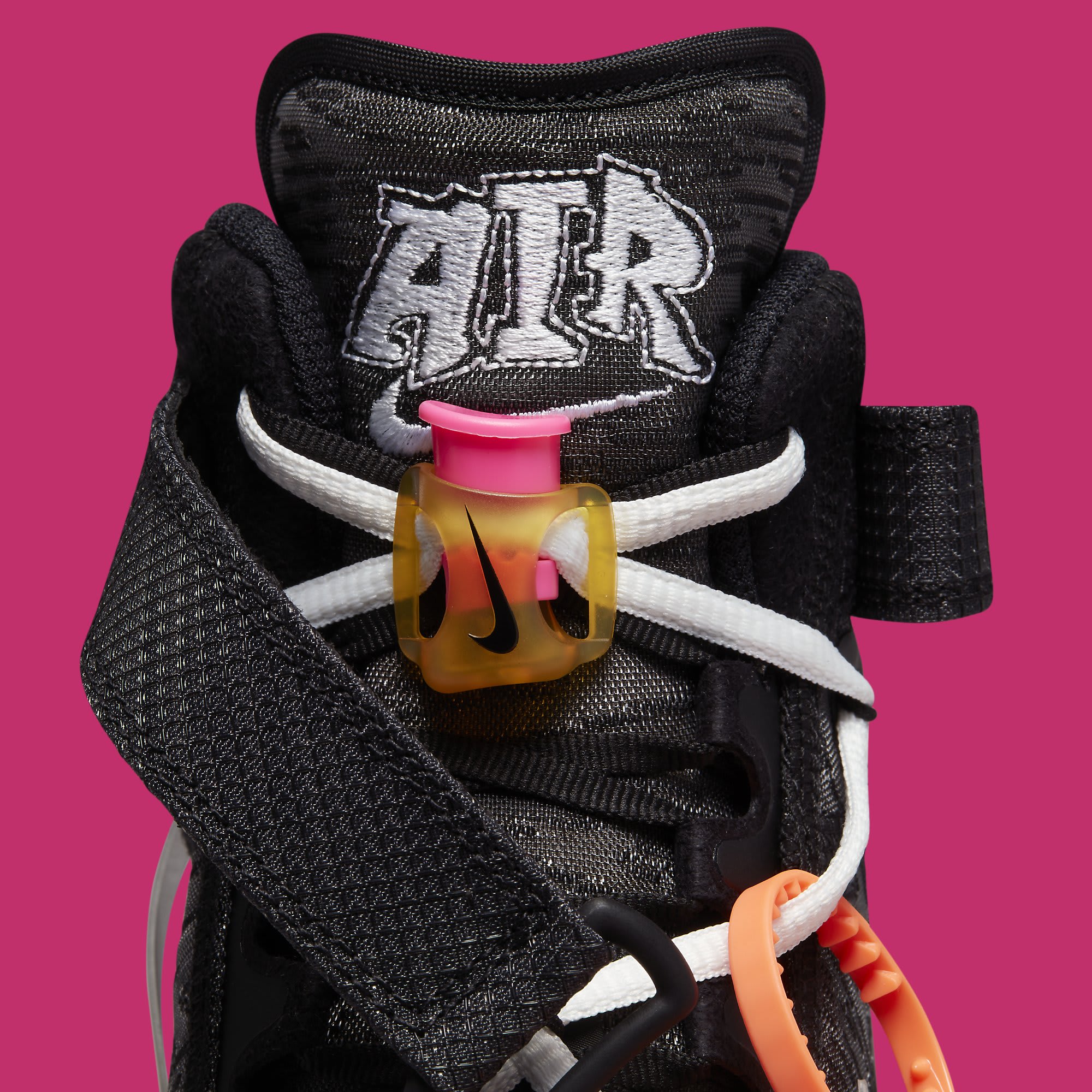 Off-White x Nike Air Force 1 Mid 'Black' DO6290 001 Tongue