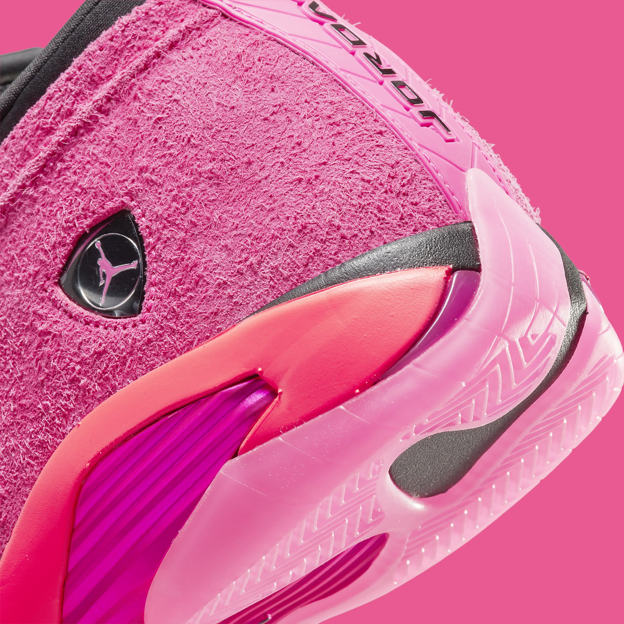 Air Jordan 14 Women's 'Shocking Pink' DH4121 600 Heel