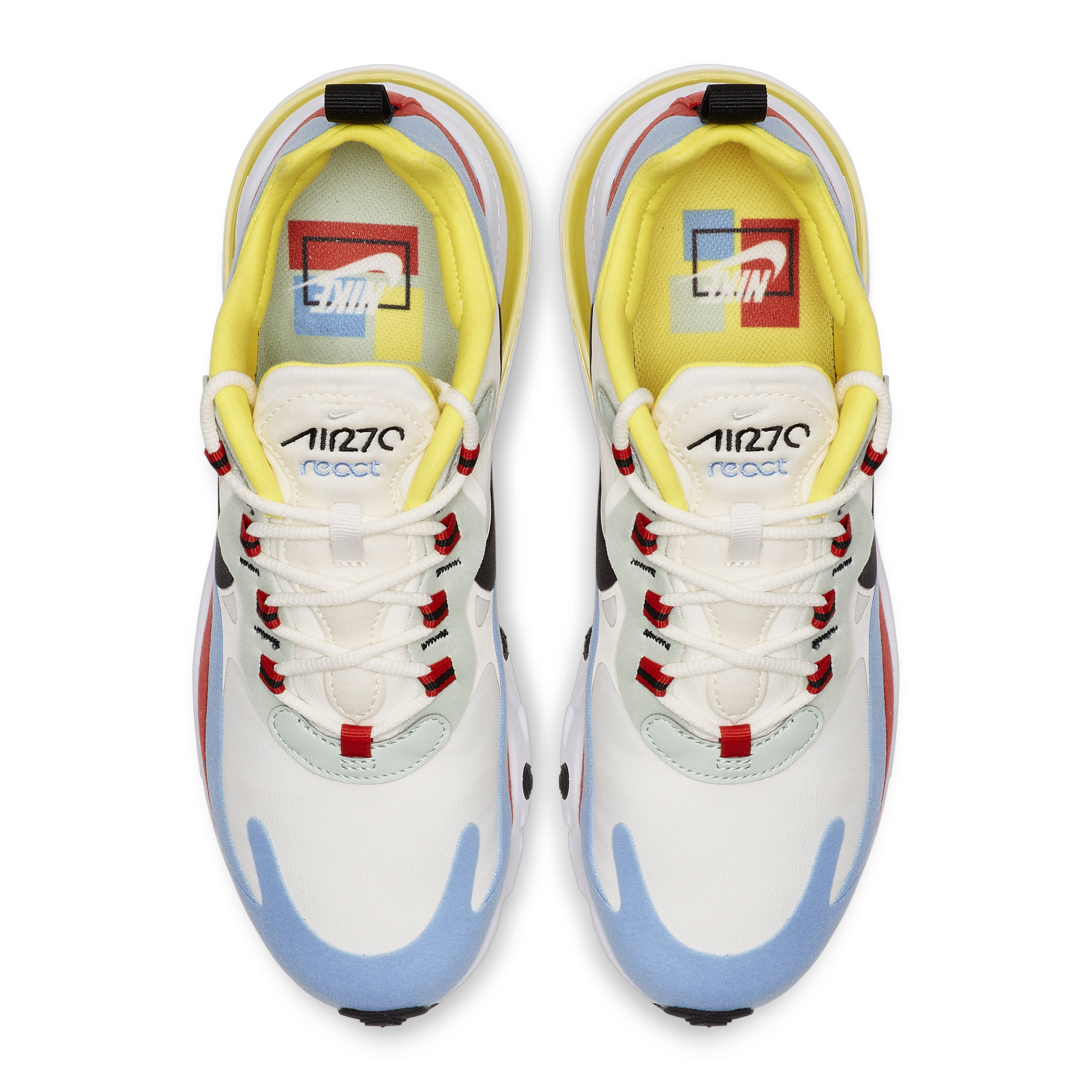 air max 270 react sneaker in yellow light blue red & black