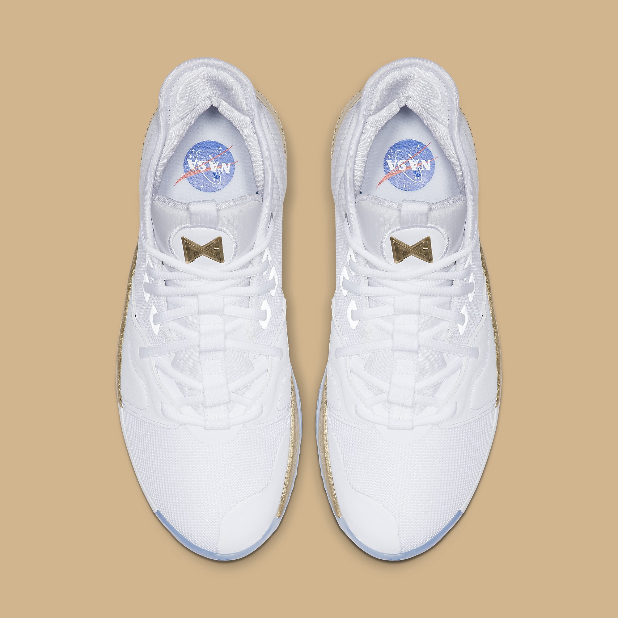 Nike PG3 NASA Data de LanÃ§amento Ouro CI2666-100 Topo