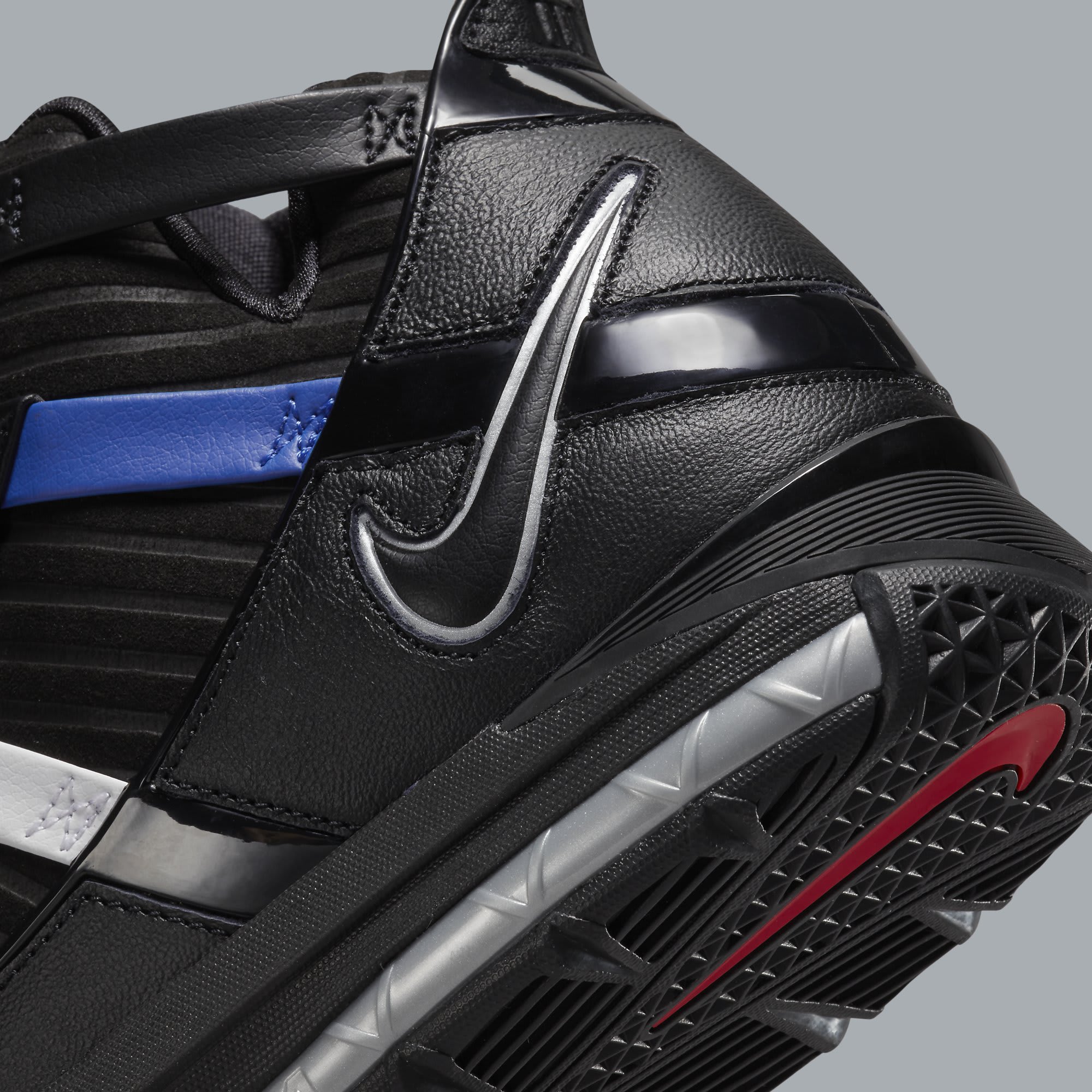 Nike LeBron 3 QS Black Red White Blue Release Date DO9354-001 Heel Detail